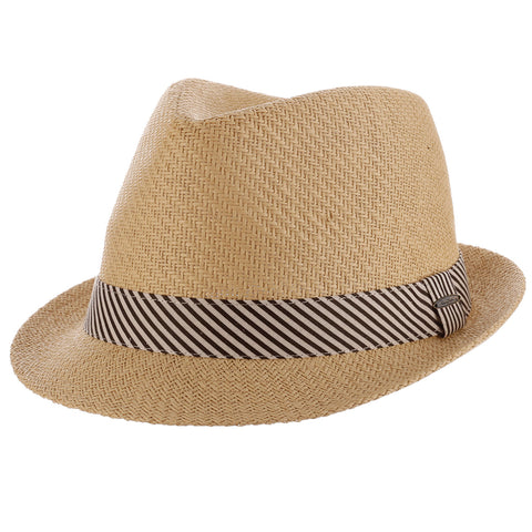 Striped Band Matte Toyo Fedora Hat