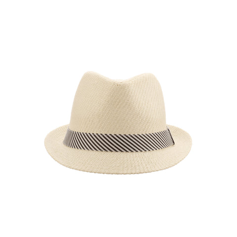 Striped Band Matte Toyo Fedora Hat