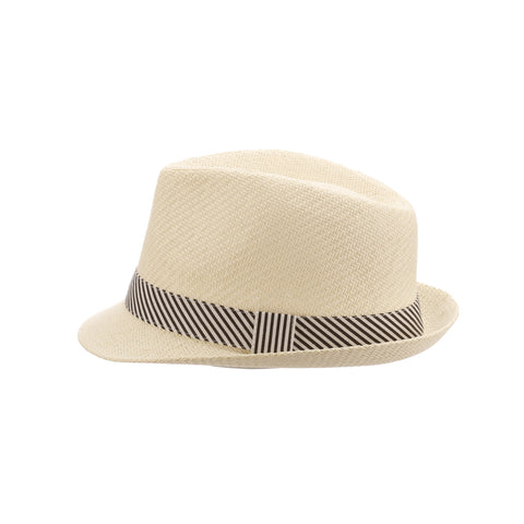 Striped Band Matte Toyo Fedora Hat