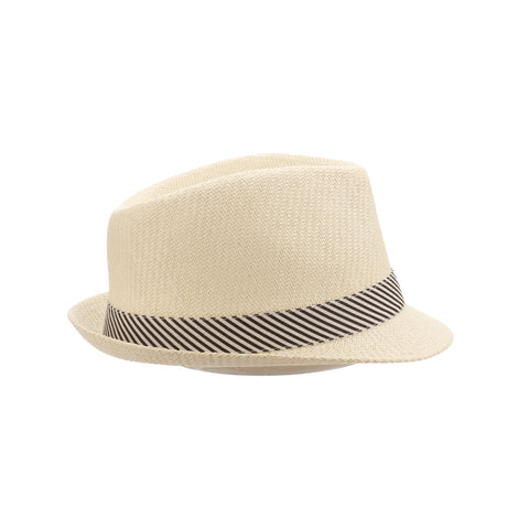 Striped Band Matte Toyo Fedora Hat