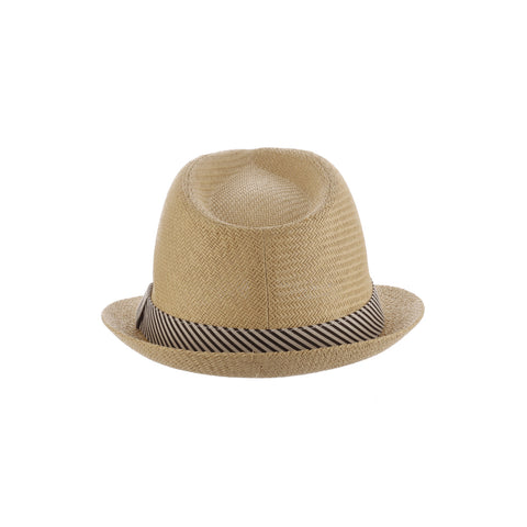 Striped Band Matte Toyo Fedora Hat