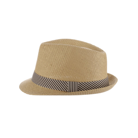 Striped Band Matte Toyo Fedora Hat