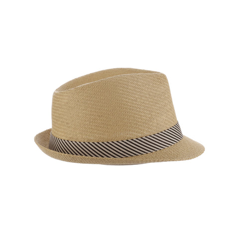 Striped Band Matte Toyo Fedora Hat