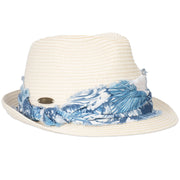 Tropical Frayed Band Paper Braid Fedora Hat