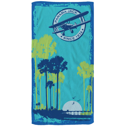 Blue Sunrise Plane Beach Towel