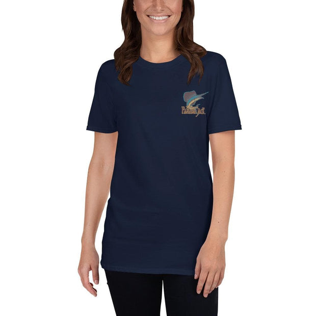 Woodcut Sailfish Short-Sleeve Unisex T-Shirt - 2 Sided Print